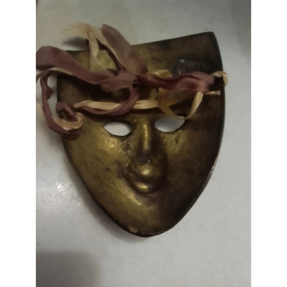 VTG Brass Mask Wall Decor Thespian Theater Carnival Drama 6" X 5" - Picture 4 of 4
